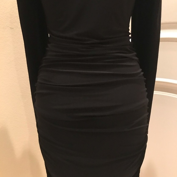 NWOT TTahari black knit  gathered boatneck dress - Picture 4 of 5